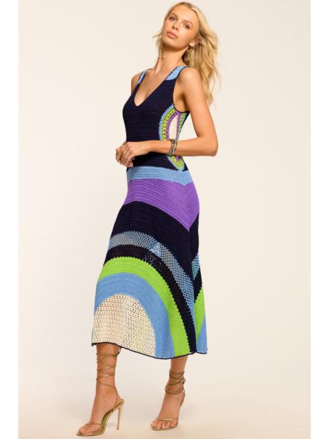 RAMY BROOK Cadence Crochet Colorblock Midi Dress