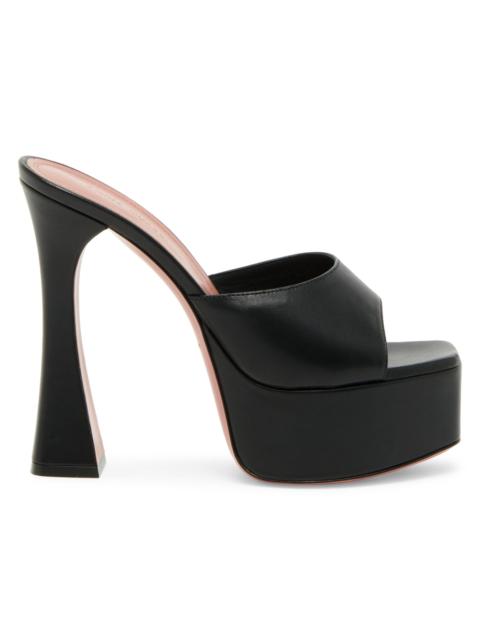 Amina Muaddi Women's Dalida 140MM Platform Leather Sandals - Nappa Black