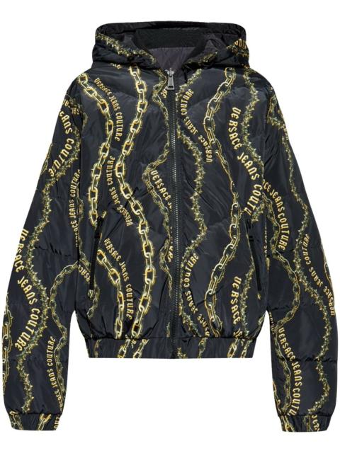 VERSACE JEANS COUTURE reversible chain-print hooded jacket
