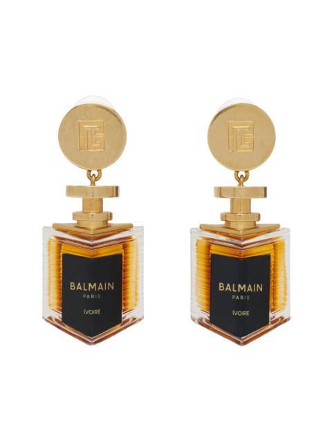 Balmain Gold Brass Perfume Clip-on Earrings