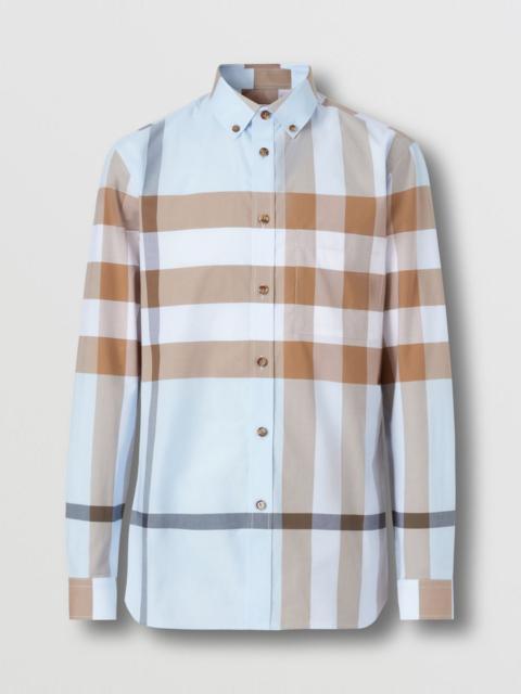 Burberry Slim Fit Check Stretch Cotton Poplin Shirt