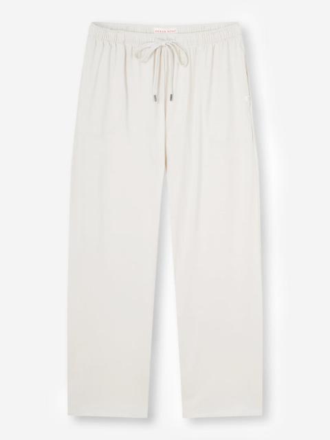 Derek Rose Men's Lounge Trousers Basel Micro Modal Stretch White