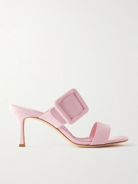 Manolo Blahnik Gable 70 buckled suede mules Baby pink