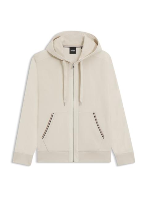 COTTON-TERRY ZIP-UP HOODIE WITH SIGNATURE-STRIPE TRIMS