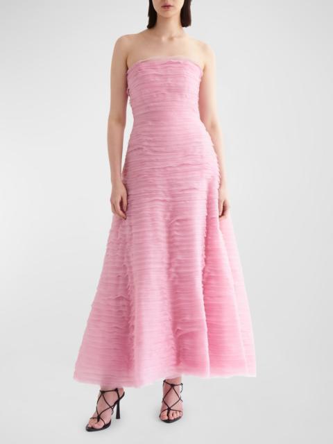 Aje. Soundscape Strapless Organza Maxi Dress