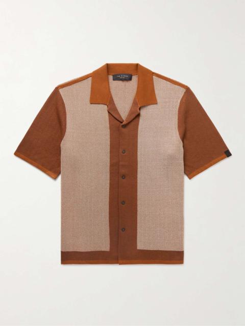 Avery Camp-Collar Herringbone Jacquard-Knit Shirt