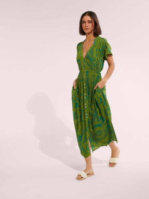 Poupette St Barth Long Dress Becky - Green Gauguin
