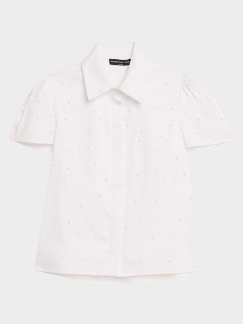 GENERATION LOVE Murphy Pearl-Embellished Short-Sleeve Poplin Shirt