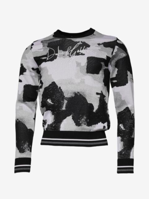 Dolce & Gabbana camouflage-print embroidered-logo sweater