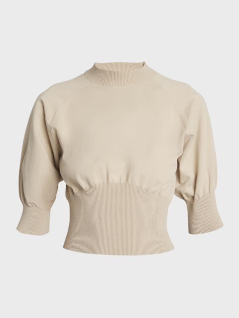 Taleen Puff-Sleeve Crop Sweater