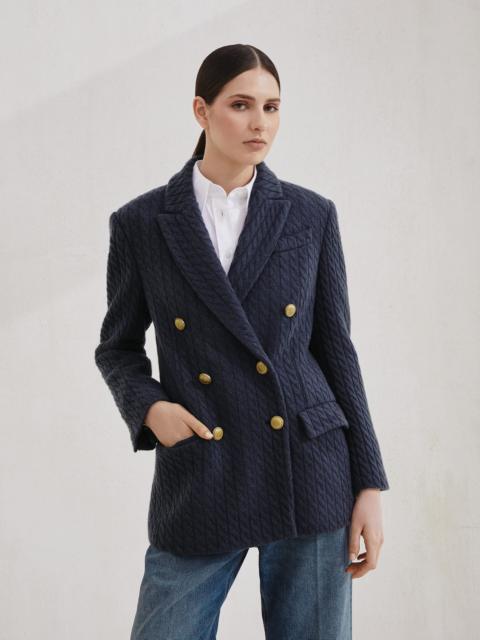 Brunello Cucinelli Cashmere cable knit blazer with monili
