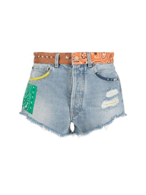 Alanui California bandana-print denim shorts