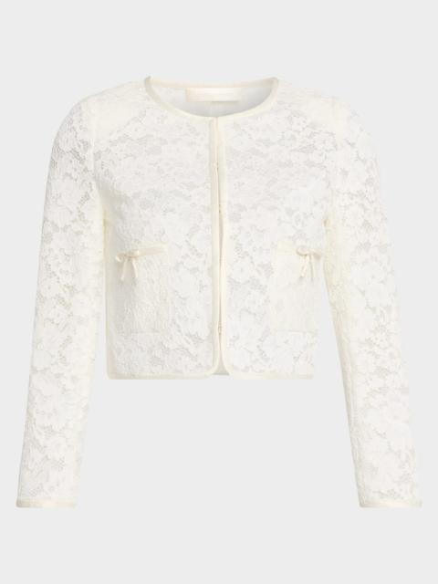 LoveShackFancy Junetta Floral Lace Cropped Jacket