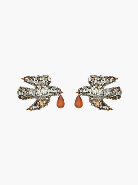 SAINT LAURENT DOVE EARRINGS IN GLASS AND RESIN