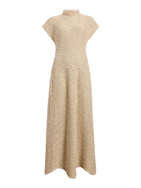 KHAITE Ema Knit Hemp-Silk Maxi Dress tan