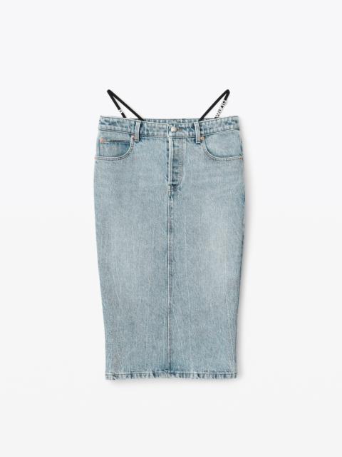 Alexander Wang diamanté thong midi skirt in denim