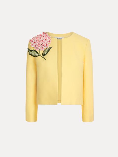 Oscar de la Renta PORCELAIN FLOWER EMBROIDERED JACKET