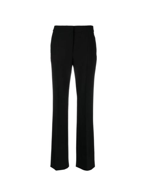 crepe mid-rise flared trousers