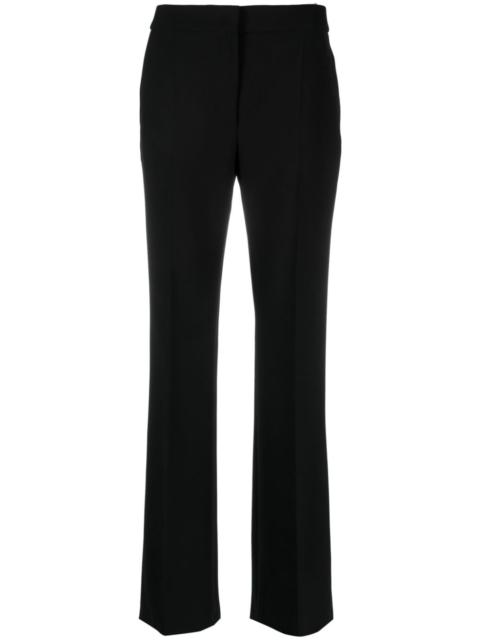 crepe mid-rise flared trousers