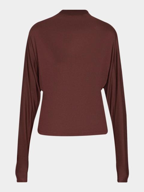 Vince Draped Funnel-Neck Dolman-Sleeve Top
