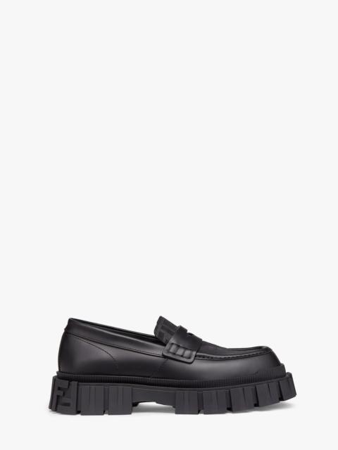 FENDI Black leather loafers