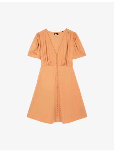 The Kooples V-Neck Short-Sleeve Woven Mini Dress
