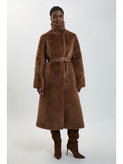 KAREN MILLEN Faux shearling High Neck Aviator Coat