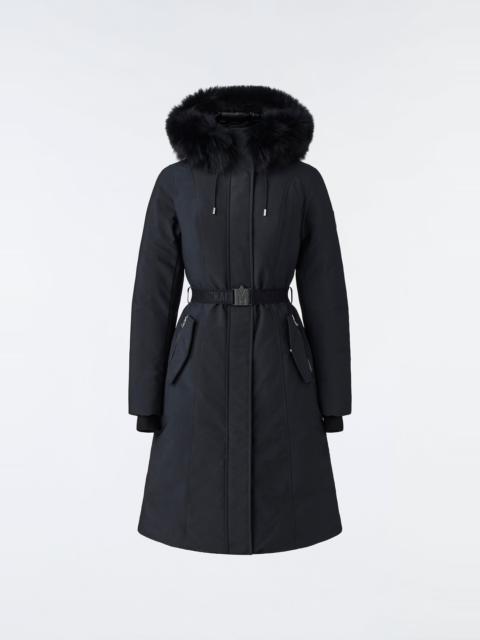 MACKAGE KAILYN flared down coat with blue fox fur hood