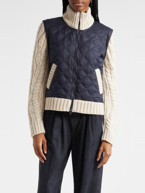 Veronica Beard Patra Mixed Media Jacket in Navy/Ivory at Nordstrom