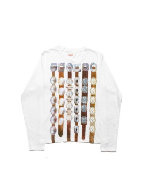 Kapital 20/- Jersey Crewneck Long Sleeve T (Curtain Concho) - White