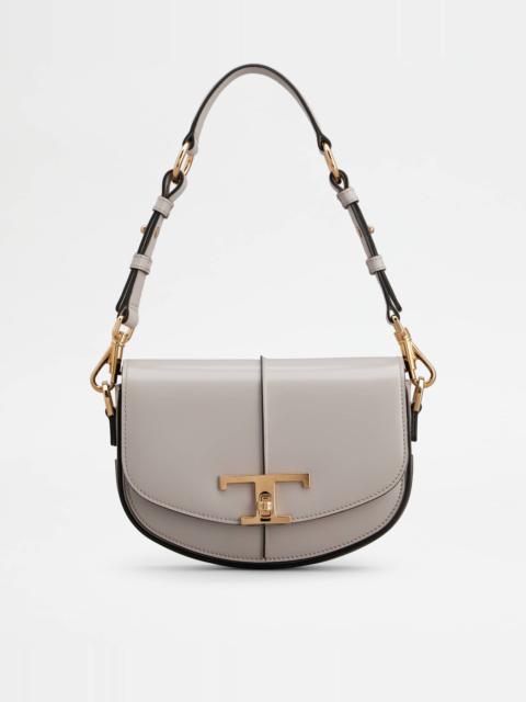 Tod's T TIMELESS SHOULDER BAG IN LEATHER MINI - GREY