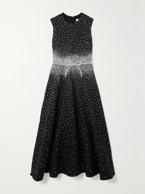 Valentino Belted embellished wool and silk-blend midi dress Black