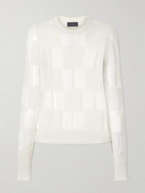 HAIKURE Paul Checked Mesh-trimmed Knitted Sweater