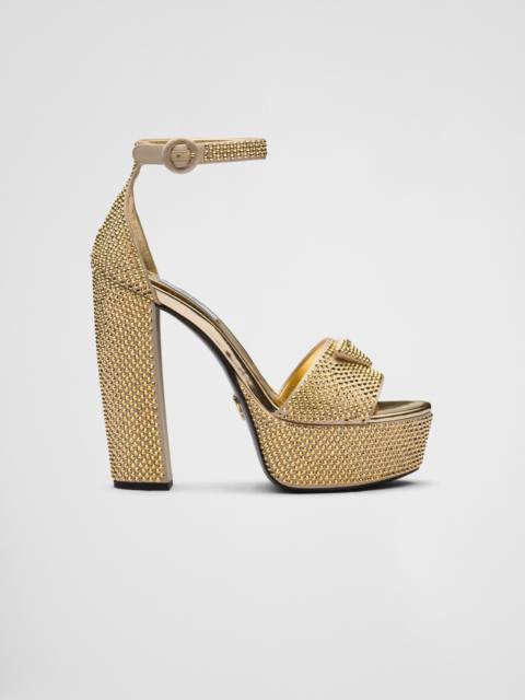 Prada Satin platform sandals with crystals