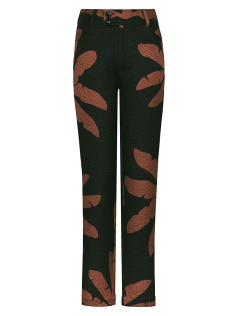 Johanna Ortiz Women's Great Basin Wool & Silk Jacquard Straight-Leg Pants - Black Brown