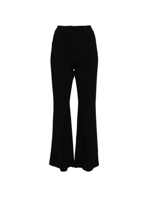 high-waisted flared trousers