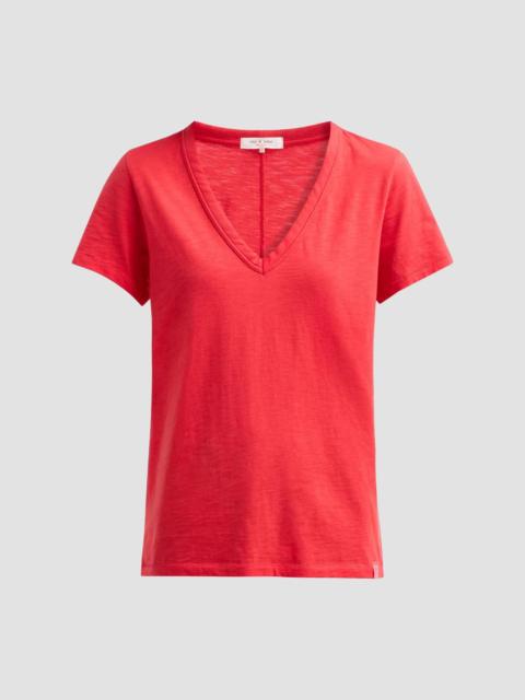 rag & bone Women's The Slub Vee V-Neck T-Shirt - Red