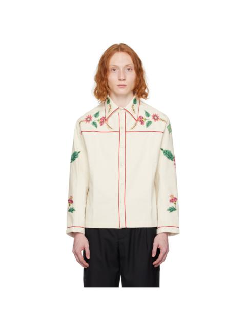 BODE White Embroidered Long Sleeve Shirt