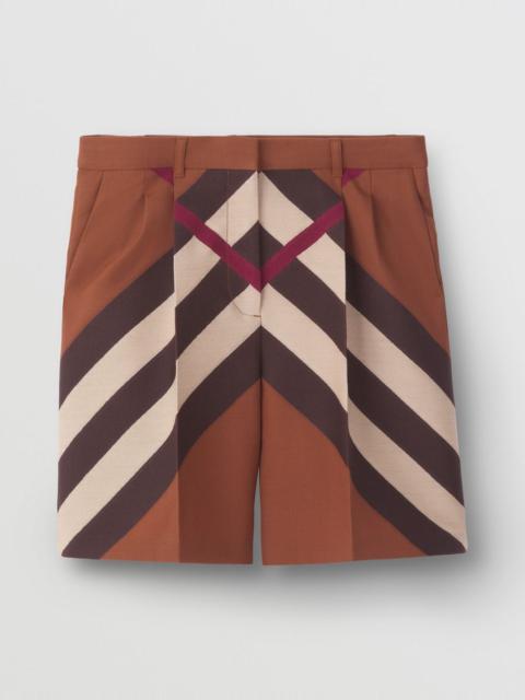 Burberry Chevron Check Wool Jacquard Tailored Shorts