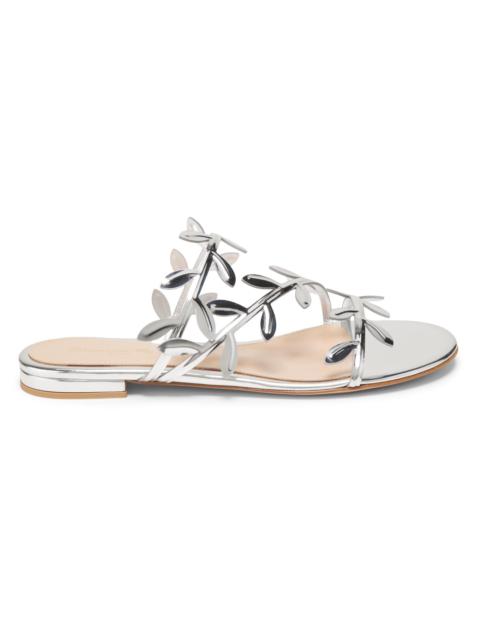 Gianvito Rossi Women's Flavia Metallic Leather Flat Sandals - Silver