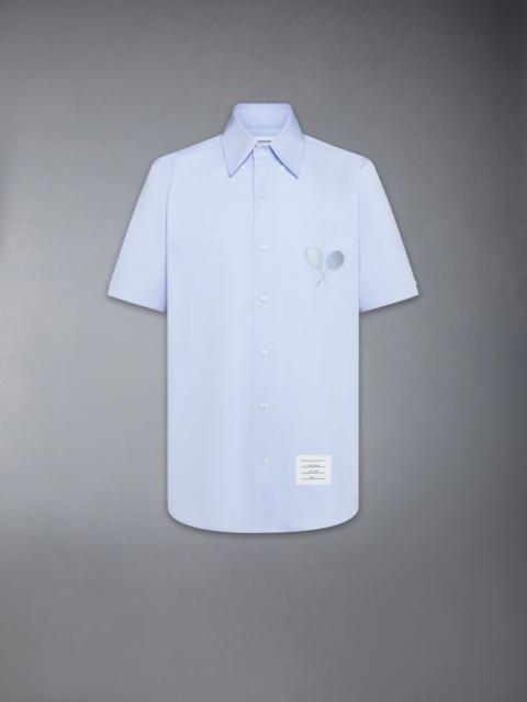 Thom Browne SOLID POPLIN TENNIS RACQUET EMBROIDERY SHORT SLEEVE SHIRT