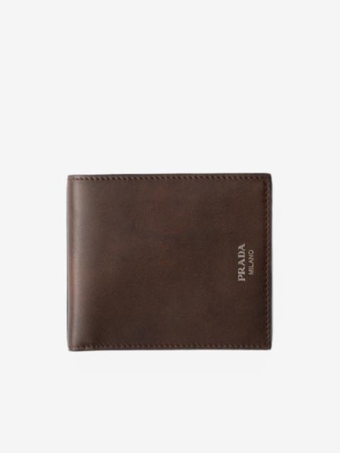 Prada antiqued leather wallet