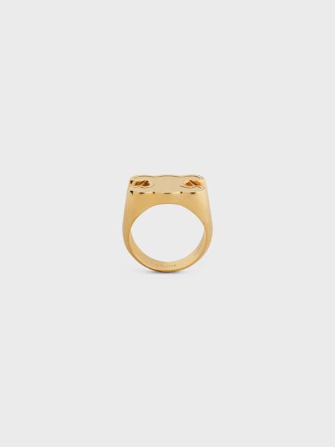 CELINE Triomphe Chevalière Ring in Brass with Gold Finish