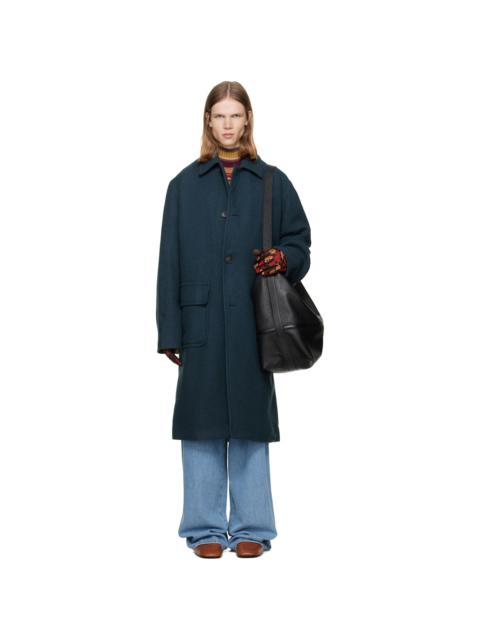 Dries Van Noten Green Wool Melton Coat