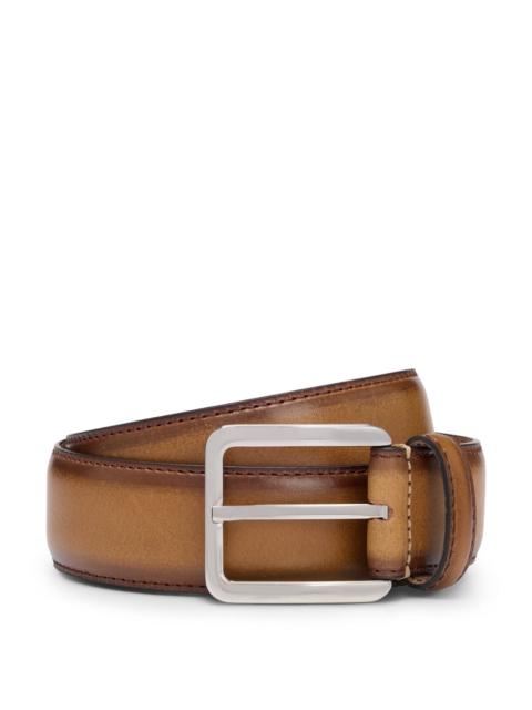 BOSS ITALIAN-LEATHER HOLDALL WITH CONTRAST STITCHING