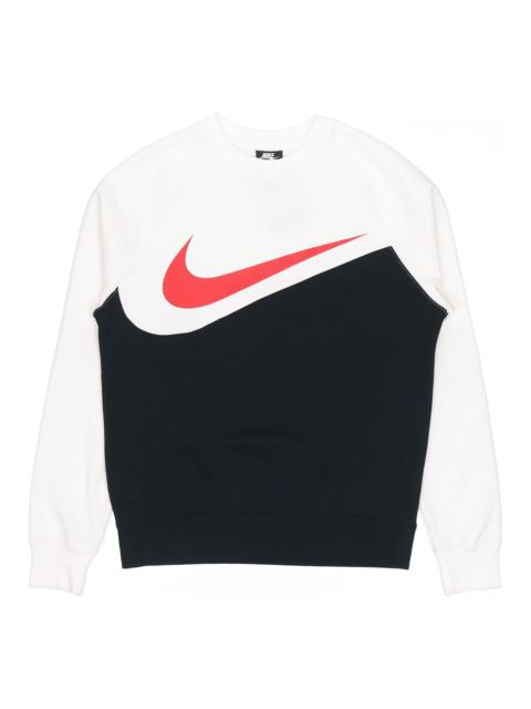 Nike Nike Sportswear Swoosh Casual Round Neck Pullover Sports Black White CZ4922-010
