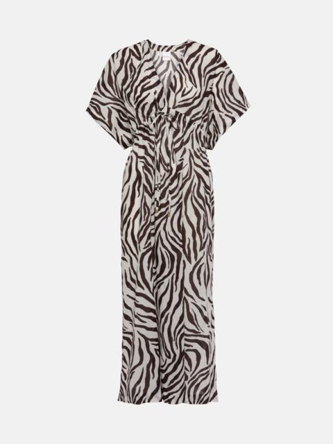 Dorotea zebra-print cotton midi dress