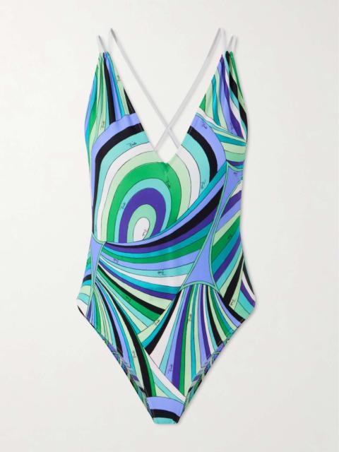 PUCCI Iride printed swimsuit Blue