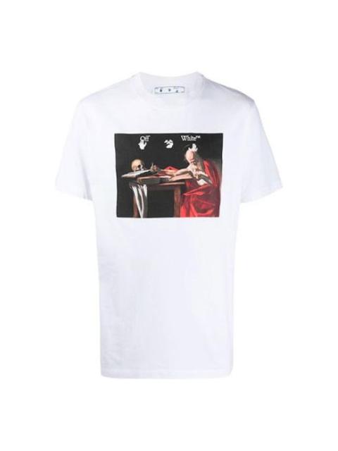 Off-White SS21 Printing Pattern Round Neck Short Sleeve White OMAA027R21JER0040125