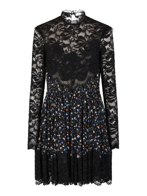 rabanne Lace-Paneled Crepe Mini Dress black